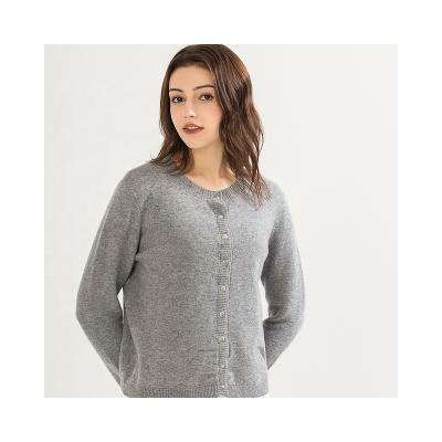 China Anti-wrinkle hot sale long sleeve ladies cashmere knit cardigan autumn winter round neck sweater cardigan for sale