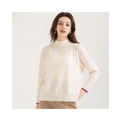 China High Quality Ladies Anti-wrinkle Ladies High Neck Knitted Sweater Beige Cashmere Wrap Sweater Long Top for sale