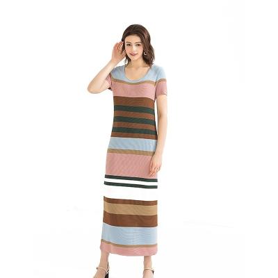 China Anti-Static High Quality Ladies Fashion Knitted Sweater Long Skirt Short Sleeve Knitted One Piece Long Skirt for sale