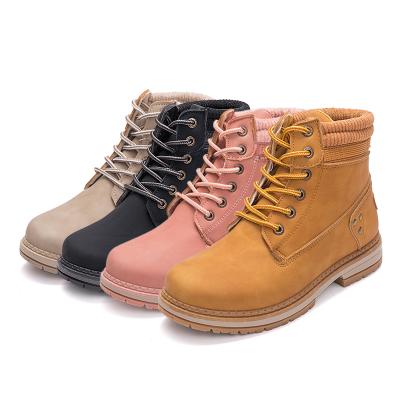 China TREE 2020 Fashion Women's Autumn Winter Flat Bottom Martin Boots Trim Leather Bean Snow Boots Short for sale