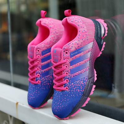 China Summer EVERGREEN Mesh Breathable Marathon Unisex Sport Shoes Fluorescent Color Running Sports Shoes Plus Size #35-#47 for sale