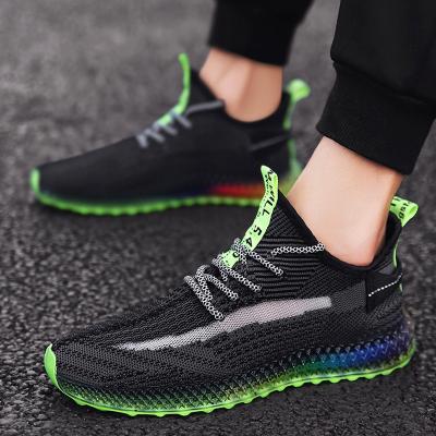 China Men's Fashion Breathable Casual Fly Knitting EVERGREEN Air Sports Jelly Sneakers Colorful Basketball Shoes for sale