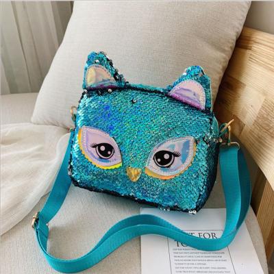 China Kids Cute Artificial Girls PU Cross - New Body Bag Cat Sequins Cartoon Pu Messenger Bags Shoulder Bag for sale