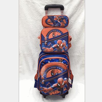 China Polyester Children Trolley Bag Rolling School Bag Backpack Set Wheels Luggage Set For Wholesale for sale