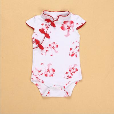 China 2017 Summer Newborn Infant Floral Sleeveless Baby Cheongsam Romper Jumpsuit Outfits for sale