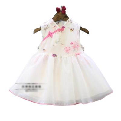 China Summer Breathable Girls Dress Chinese Style Cheongsam Princess Dress Baby Party Floral Tutu Kids Clothes for sale