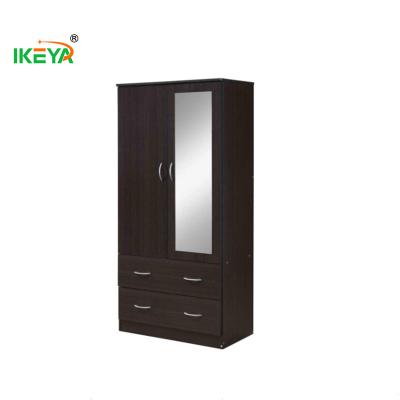 China (Other) 2-Door 2-Drawers Adjustable Wardrobe Clothing Rod in Chocolate Cabinet for sale