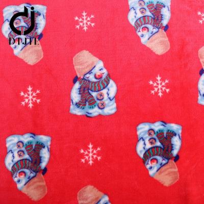 China Hot Selling Anti-static Glitter Cute Snowman Ice Christmas Velvet Fabric for sale