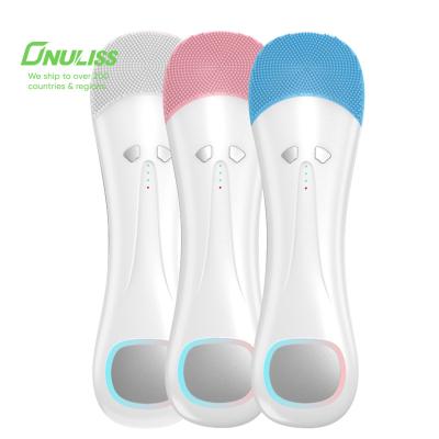 China New Improved DEEP CLEANING Hot Waterpoof Silicone Heated Massage Facial Cleansing Brush for sale