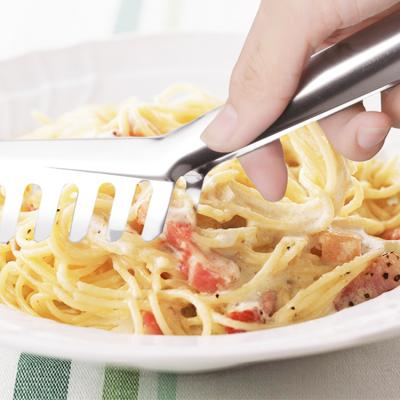 China Universal Viable Noodle Pasta Kitchen Serving Tong Stainless Steel Spaghetti Tongs for Cooking Pasta Hotel Restaurant Buffet for sale