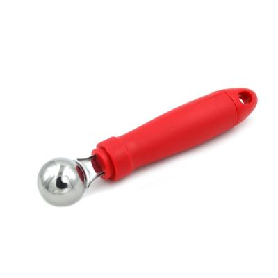 China Disposable Factory Directly Supply Red Plastic Handle Ice Cream Ball Maker Melon Kiwi Fruit Potato Meat Ball Scoop Spoon for sale