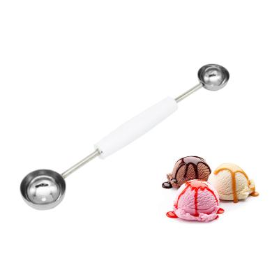 China Viable Fruit Double Headed Scoop Stainless Steel Scoop Fruit Ball Digging Double Ended Melon Headed Fruit Ice Ball Baller for sale