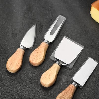 China Viable Dessert Tool Mini Sandwich Butter Spreader Kitchen Stainless Steel Handle Cheese Knives Wooden Cheese Slicer Knife Tools for sale