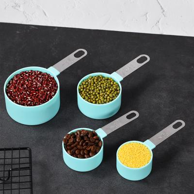 China Sustainable PP Plastic Measuring Cup And Spoon Set Of 8 With Stainless Steel Handle For Kitchen Cooking Measuring Dry And Liquid Ingredients for sale