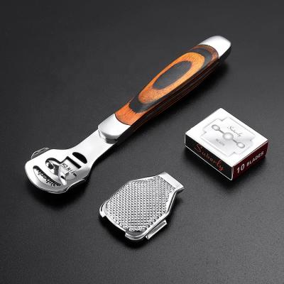 China Eco-friendly Solid Wooden Handle Stainless Steel Foot Care Tool Pedicure Knife for sale