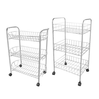 China Sustainable Heavy Duty 3-Tier Storage Slivery Shelving Unit On 4' Wheel Casters , Metal Wire Rack Organizer for sale