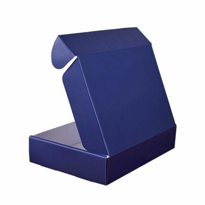 China Recycled Materials Logo Navy Blue Corrugated Cardboard Custom Shipping Boxes for sale