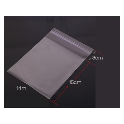 China 14cm recyclable x 15cm ready to ship clear plastic bags in stock, self adhesive sealing fin, 100 micron thick for sale