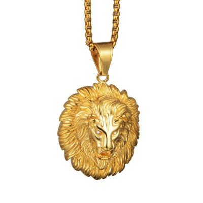 China 2021 unisex simplicity nightclub hip-hop personality lion long-haired chef necklace titanium steel pendant for sale