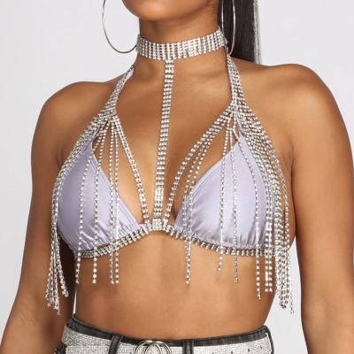 China BAOYANG Sexy Hot Big Size Fishing Shiny Lady Sexy Halter Tassel Long Beach Bikini Body Chain Chest Chain for sale