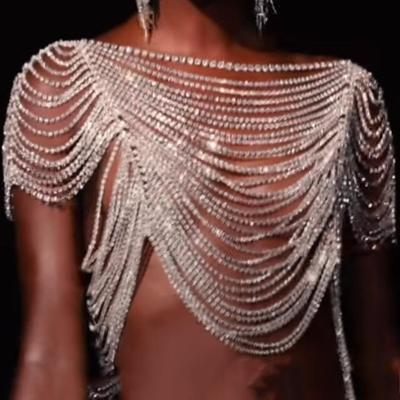 China Fashion By 2021 New Fashion Rhinestone Multi Layer Chest Chain Sexy Lady Nightclub Shiny Body Chain for sale