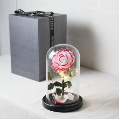 China New Design Environmental Protection Green Flowers Preserved Rose With LED Lights for sale