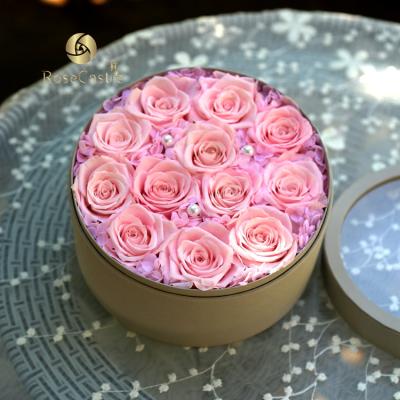 China Fashional Customized 12 Pcs Preserved Red Rose Gift In Velvet Box for sale