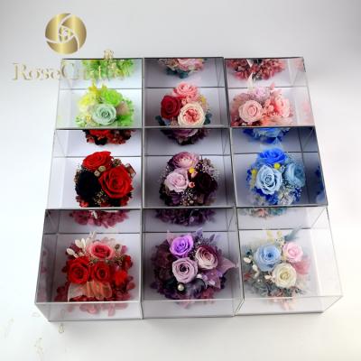 China 2019 New Design Fashional Kunming Mirror Surface Acrylic Box Preserved Flowers for sale