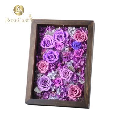 China 2019 Handmade Newest Customized Creative Preserved Rose Picture Photo Frame for sale