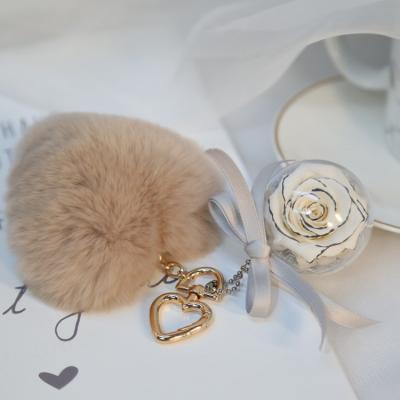 China 2019 luxury best hot selling gift preserved rose key chain for sale