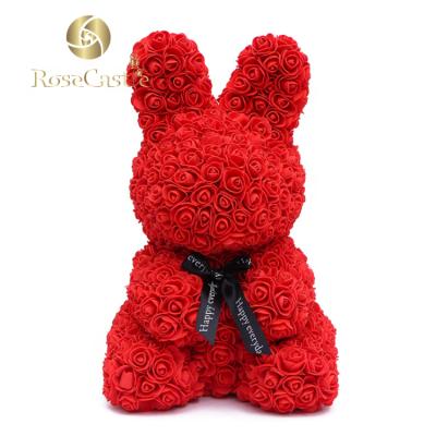 China Green Hot Selling Artificial Rose Bear Rose Rabbit For Valentine's Day Environmental Protection Flower for sale