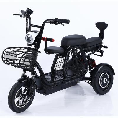 China Hot Selling 12 Inch Mini Three Wheel Electric Bike Tricycle Adult Electric Cargo Aluminum Alloy With 3 Seats For Sale for sale