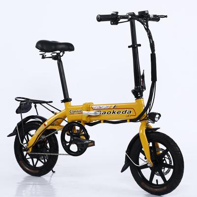 China Aluminum alloy 14 inch super light lithium battery folding electric bicycle for sale