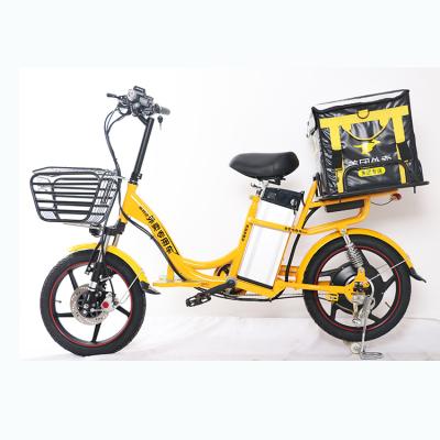 China Multifunctional City Green Power Pizza Food Delivery Box Fast Bag Electric Bicycle 18 Inch 350w With Big Back Box for sale