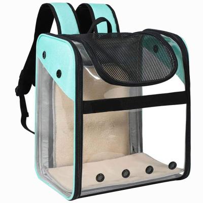 China Viable Expandable Foldable PVC Pet Carrier Clear Dog Bag Cat Bag Backpack for sale