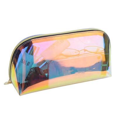 China Iridescent tpu holographic shell shape women cosmetic bags Hologram Tpu Clear makeup bag makeup bag for sale