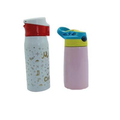 China Sustainable Wholesale Customized 450ml Kids Drinking Bottle Stainless Steel Beverage Kids Water Bottle With Straw for sale