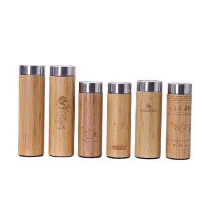 China Design Disposable Promotional Free Bamboo Thermos BPA Steel Mugs Travel Coffee Mugs Custom Tumbler Bamboo Water Bottle for sale