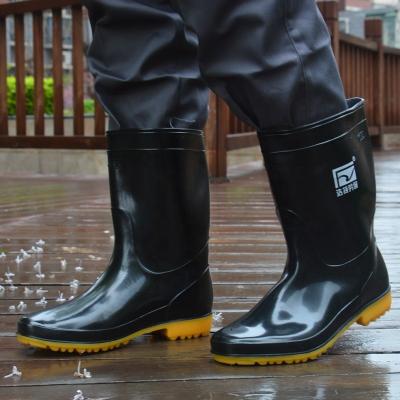 China Waterproof Black Rubber Rain Boot Water Proof Construction Anti-skid Rain Boots for sale