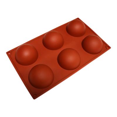 China Large Semi Sphere 6-Cavity Baking Mold Viable Silicone Mold For Making Cake Jelly Dome Hot Chocolate Bomb Mousse for sale