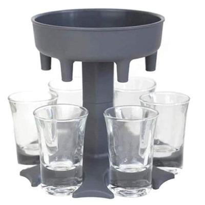 China Shot Glass Dispenser Dispenser and Holder 6 Ways of 6 Shot Glasses with 6 Acrylic Cups, Carrier Cart Dispenser for Cocktail Gatherings Weekend for sale