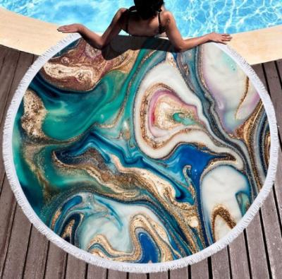 China Dropship Viable Blanket Yoga Swimming Mat For Adult Towel Colorful Marble Shower Microfiber Pattern Large Round Quicksand Beach Towel for sale