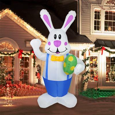 China Easter Show Inflatable Easter Model Dropship Easter Bunny Holding Egg Led Lamp Light 1.9m Oster Inflatable Outdoor Indoor Holiday Decoration for sale