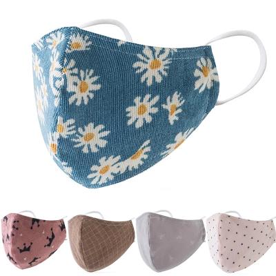 China Cotton Face Mask Washable Cotton Mouth Masks Chrysanthemum Flower Print Mask Ear Band Reusable Adult Adjustable Face Masks for sale