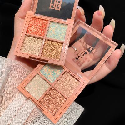 China Waterproof 4 Colors Glitter Matte Eye Shadow Palette Shine Diamond Eyeshadow Powder Pigment Eyeshadow Cosmetics for sale