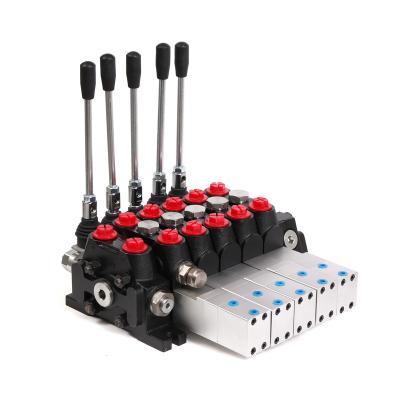 China Compact structure Puyuan Factory DCV100 Series 5 Spools Sectional 100LPM Electric-hydraulic Control Multi-Way Directional Valve For Engineering Dr for sale