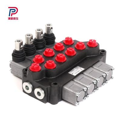 China Compact structure Puyuan DCV40 Series 40LPM 4 Lever 350bar Monoblock Hydraulic Distributor for Agricultural Machinery and Engineering Machinery for sale