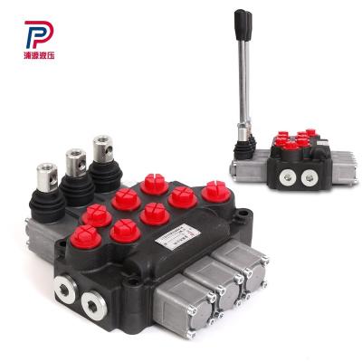 China Compact structure Puyuan Rotary Hydraulic 3 Spools 40Lpm Hydraulic Directional Control Valve For Engineering for sale