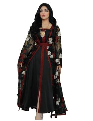 China 2021 Latest Feel Diamond Abaya Design Rhinestone Muslim Dress With Hijab Chiffon Two-Piece Comfortable Luxury Kaftan Islamic Dressing Set for sale