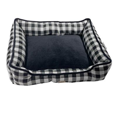 China Wholesale Breathable Machine Washable Round Cuddle Blue Stripes Cat Dog Beds for sale